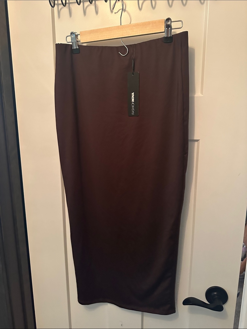 Fashion Nova Women's Dark Brown Midi Pencil Skirt